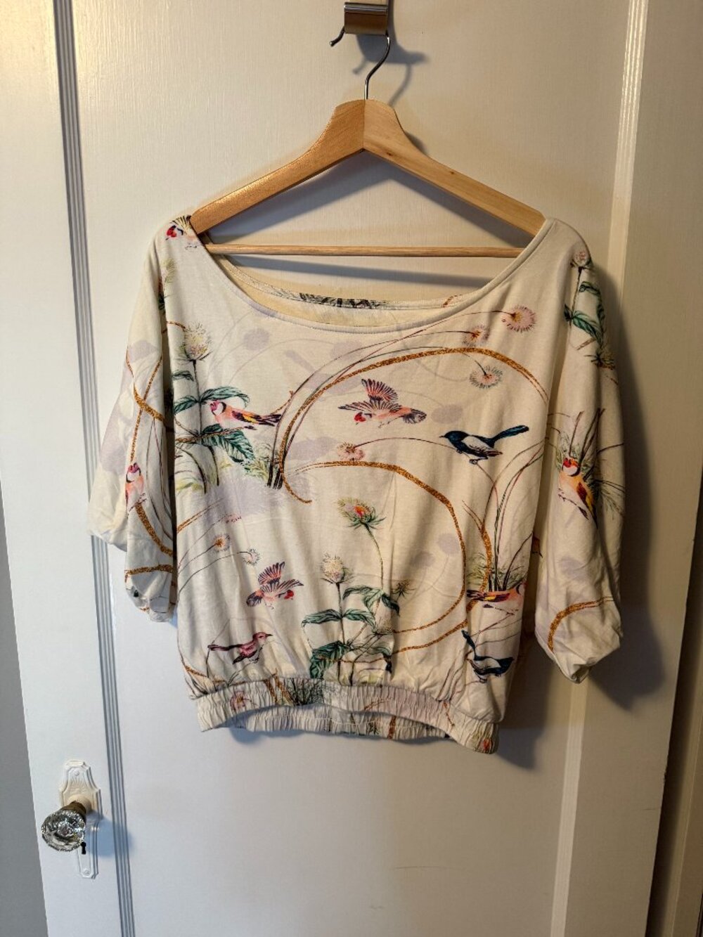 Anthropologie (Maeve) bird pattern top.